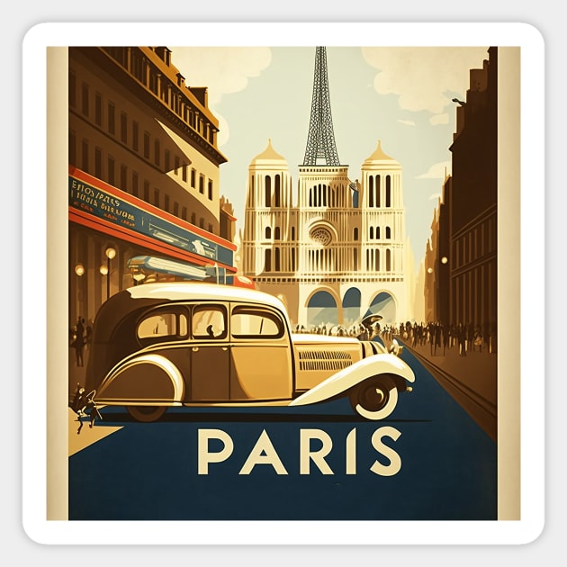 Paris Streetscape Vintage Travel Art Poster